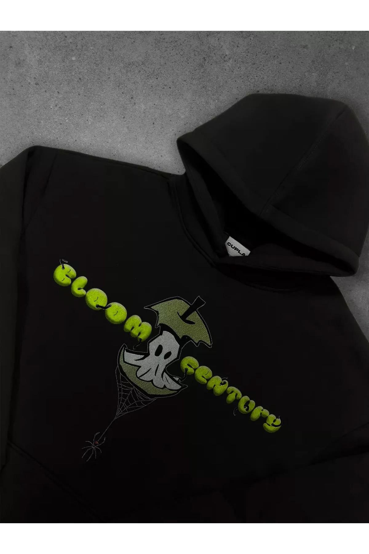 Unisex Ghost Apple Sweatshirt Siyah