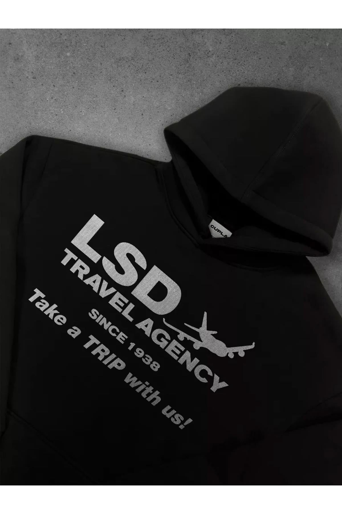 Unisex LSD Travel Agency Sweatshirt Siyah