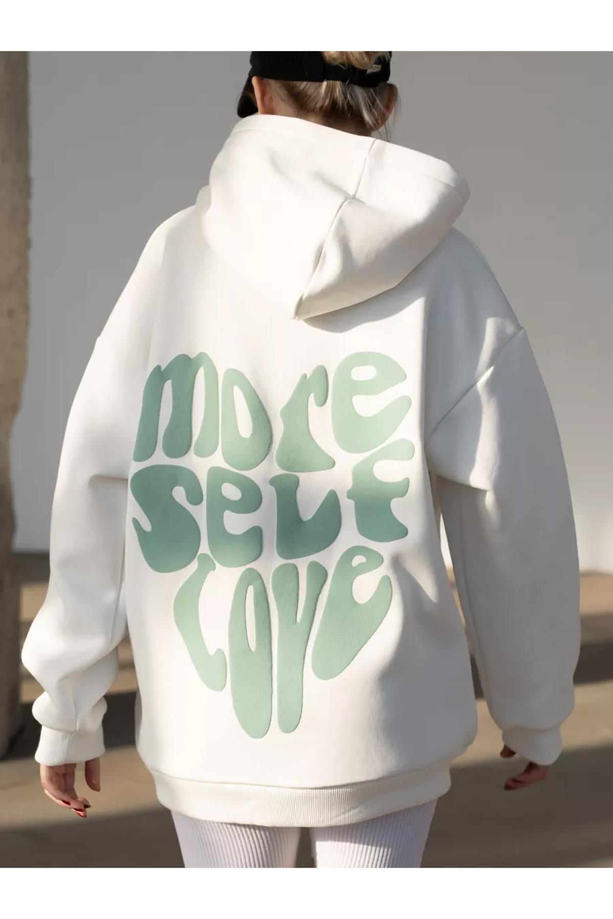 Unisex More Self Love Sweatshirt Beyaz
