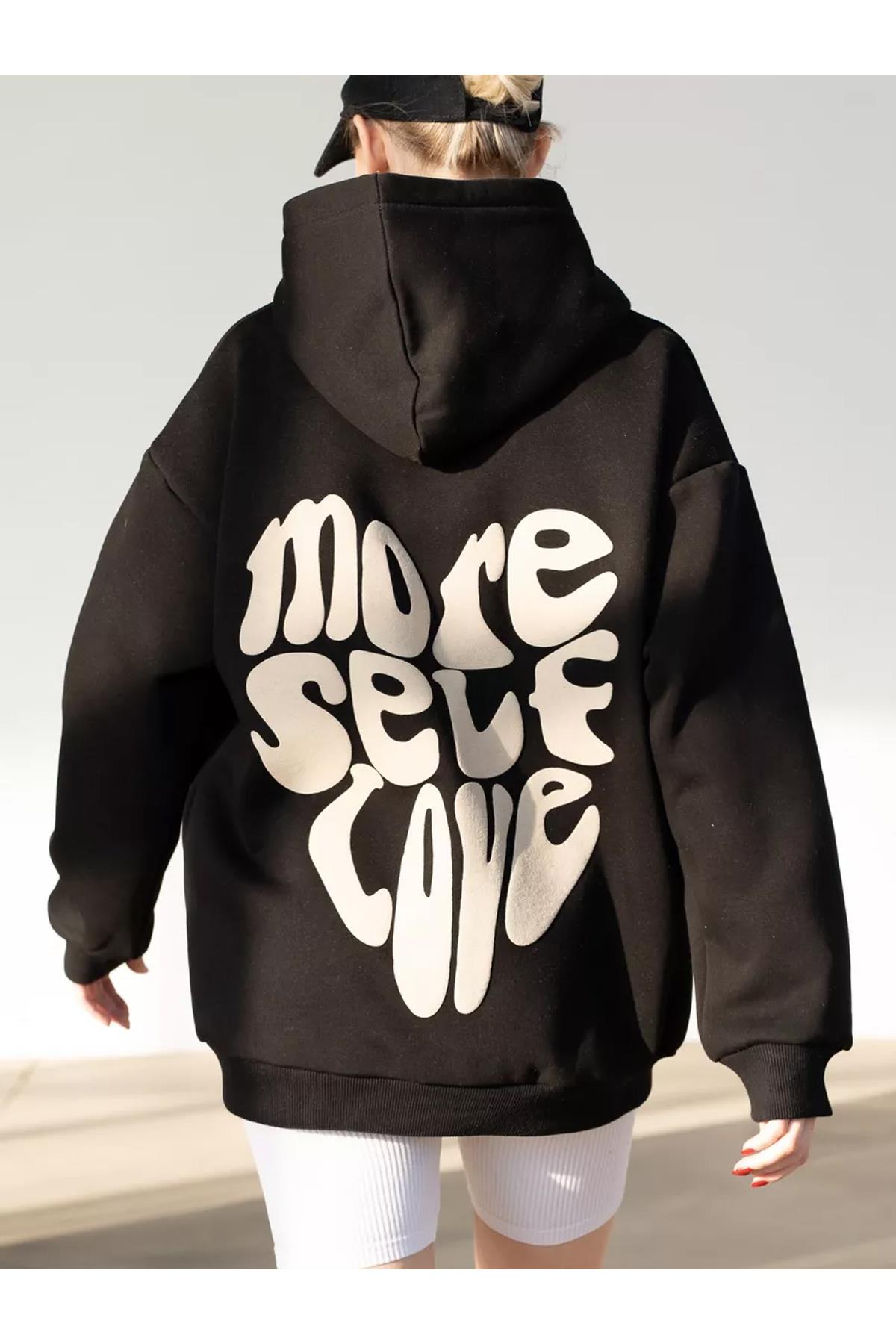 Unisex More Self Love Sweatshirt Siyah