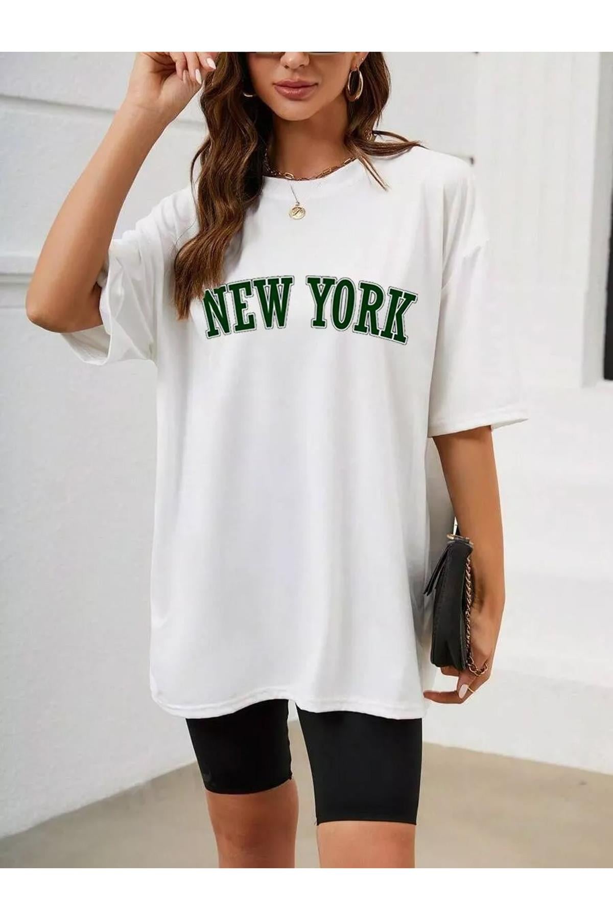 Unisex New York Tshirt Beyaz