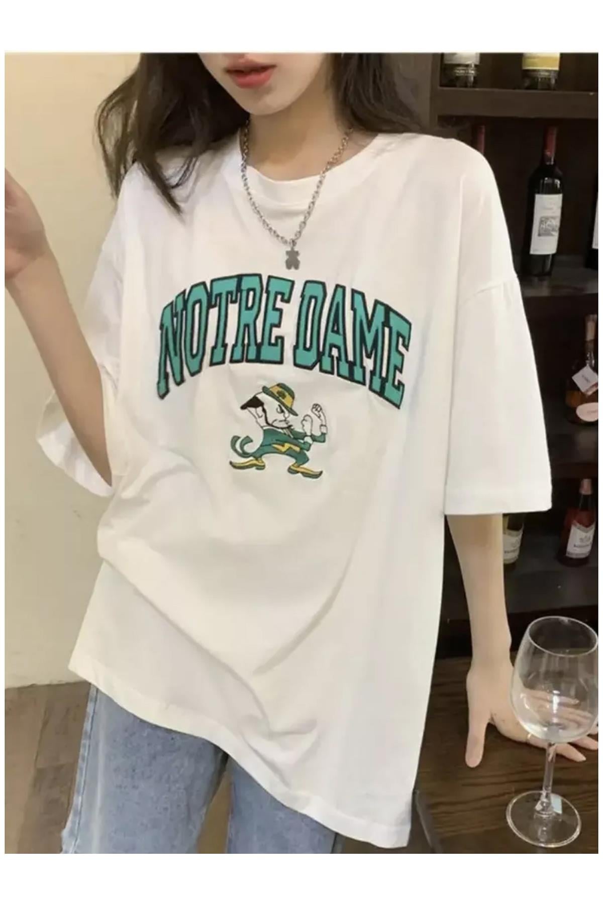 Unisex Notredame Tshirt Beyaz