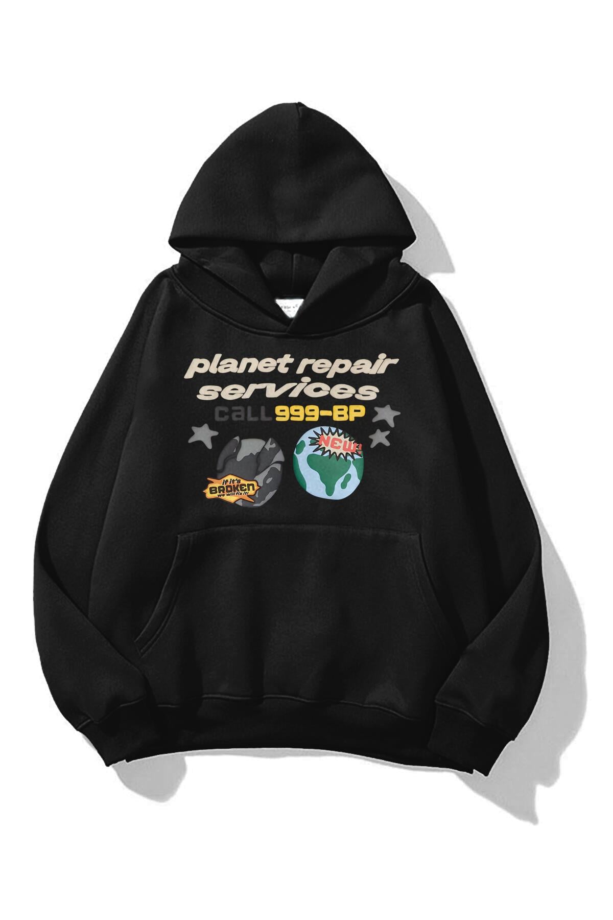 Unisex Planet Repair Sweatshirt Siyah