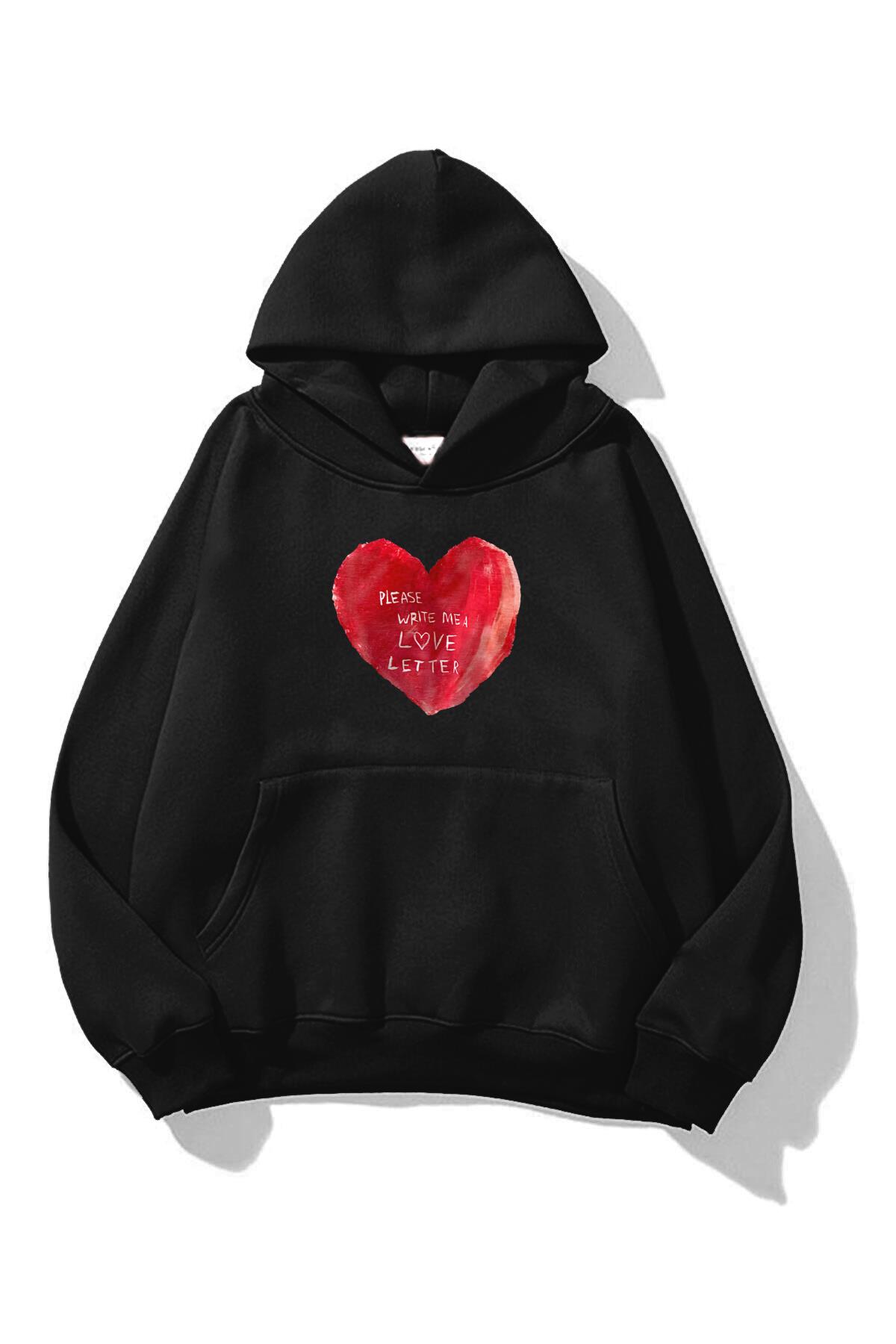 Unisex Please Write Me a Love Letter Sweatshirt Siyah