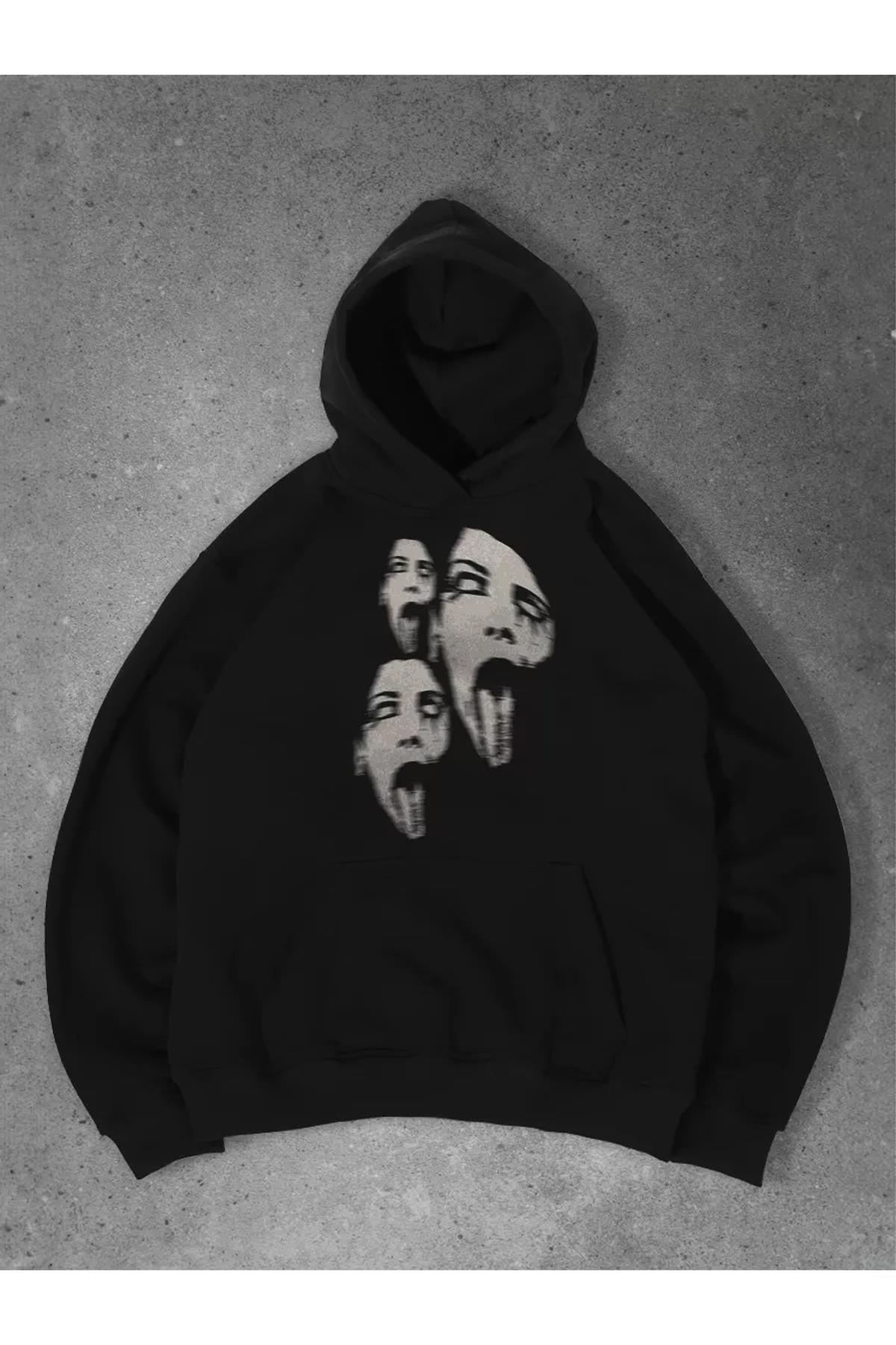 Unisex Triple Scream Sweatshirt Siyah