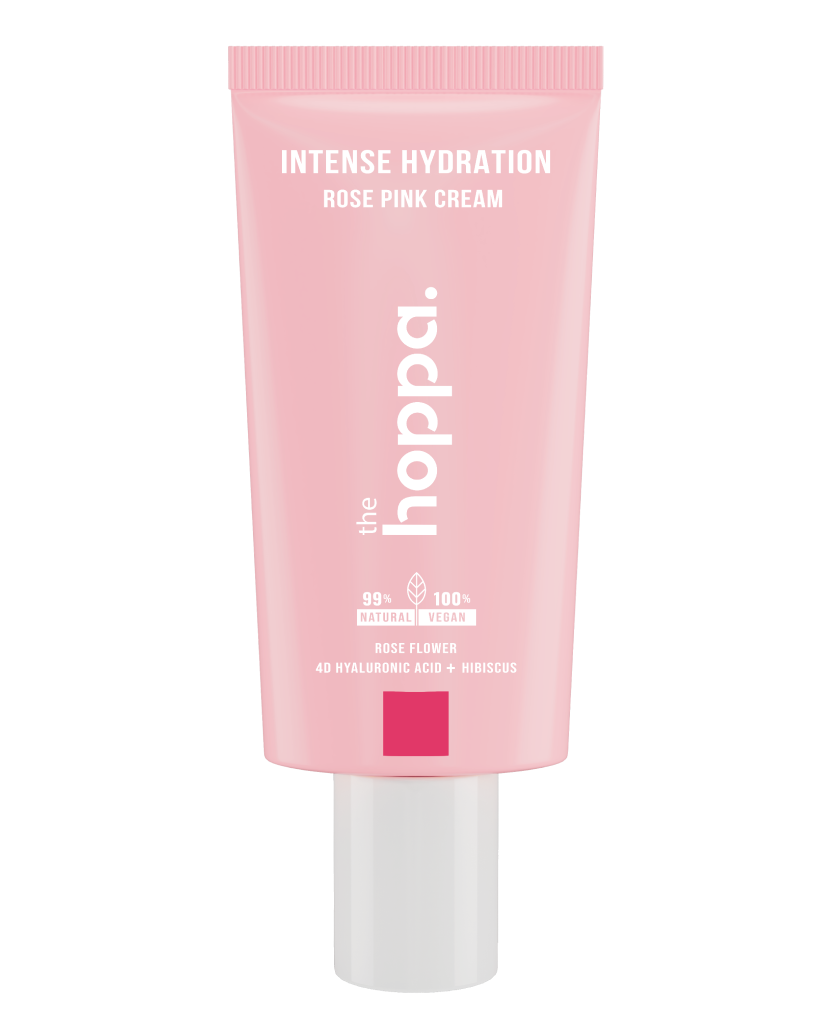 Yoğun Nemlendirici Pembe Gül Kremi Gül Suyu + 4D Hyaluronik Asit + Hibiskus + Marula Yağı 50 ML