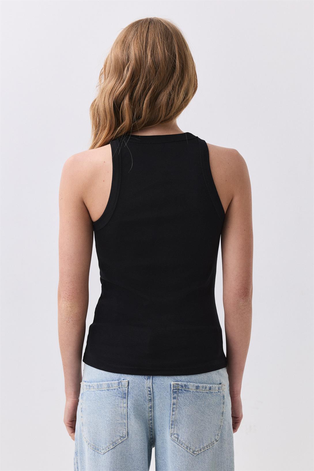 Kadın Slim Basic Viskon Tshirt Siyah 8013