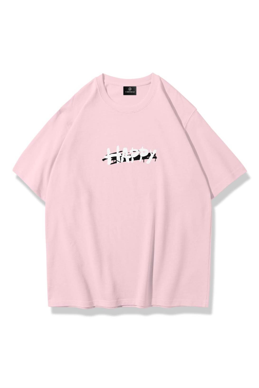 Unisex Happy Bear Tshirt Pembe