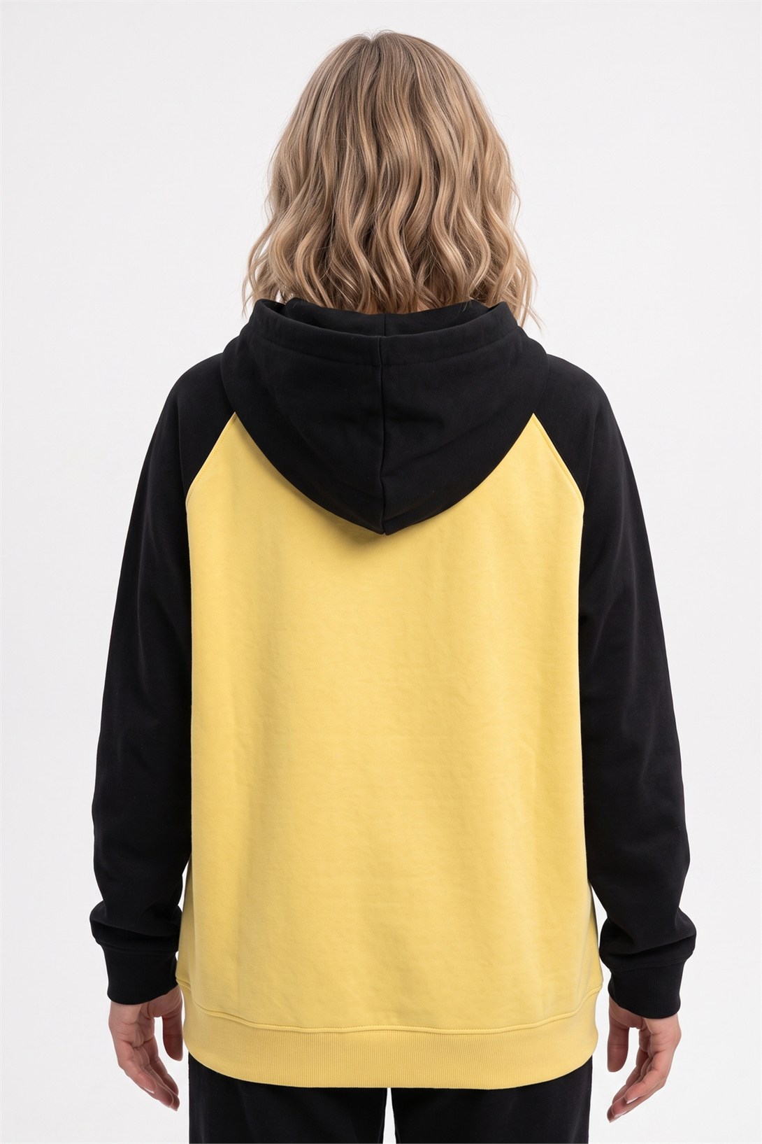Kadın Reglan Kol Sweatshırt Sarı Siyah 
