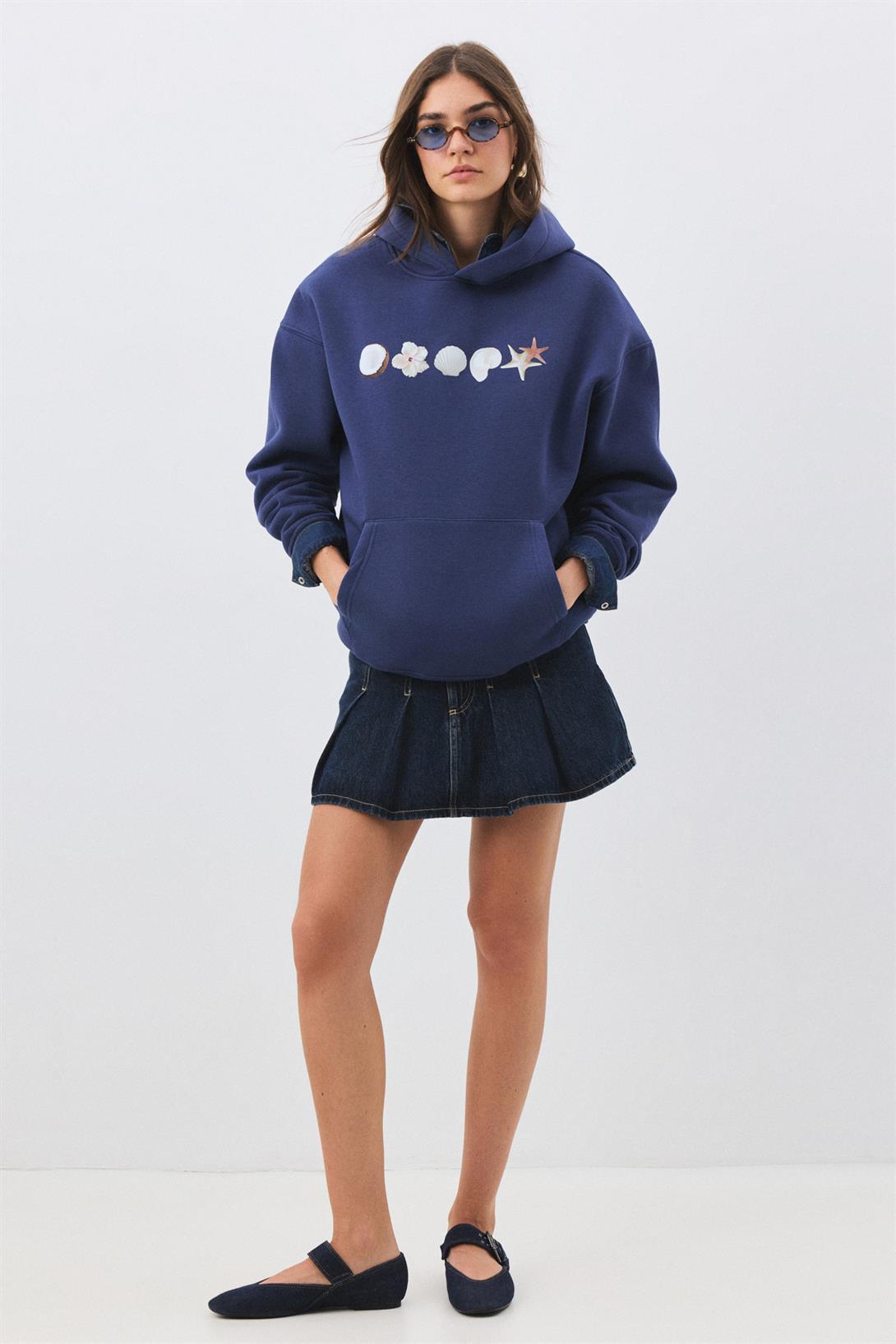 Kadın Sea Shells Sweatshirt İndigo
