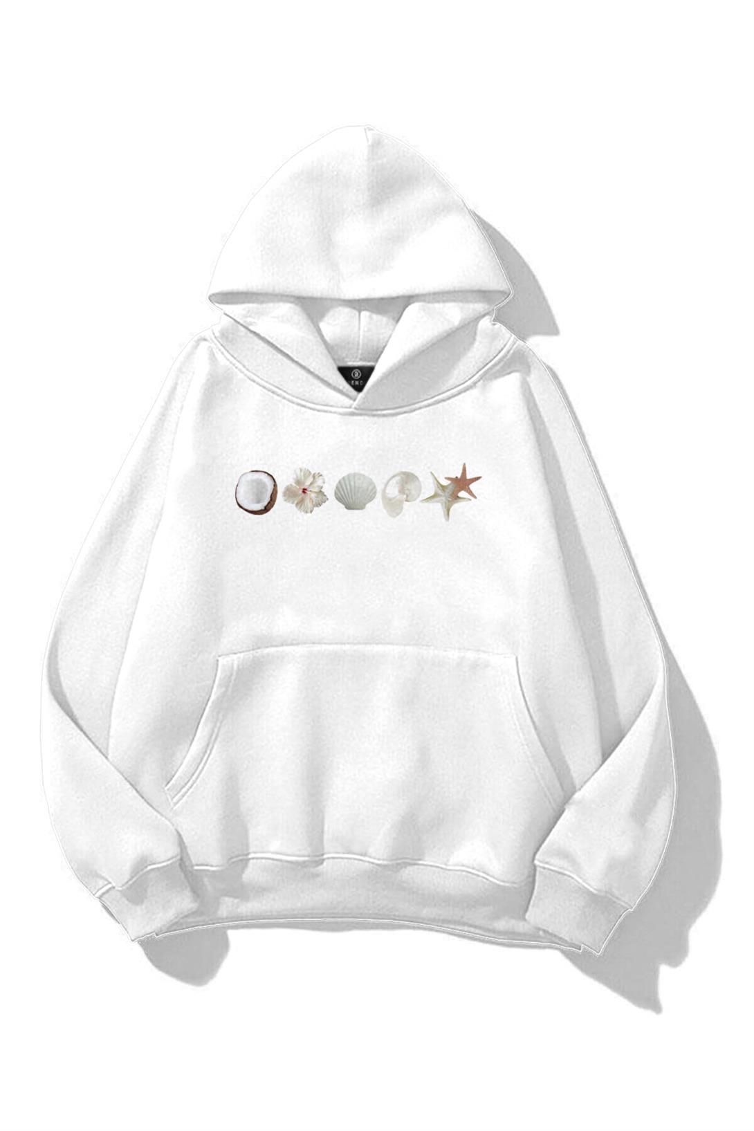 Kadın Sea Shells Sweatshirt Beyaz