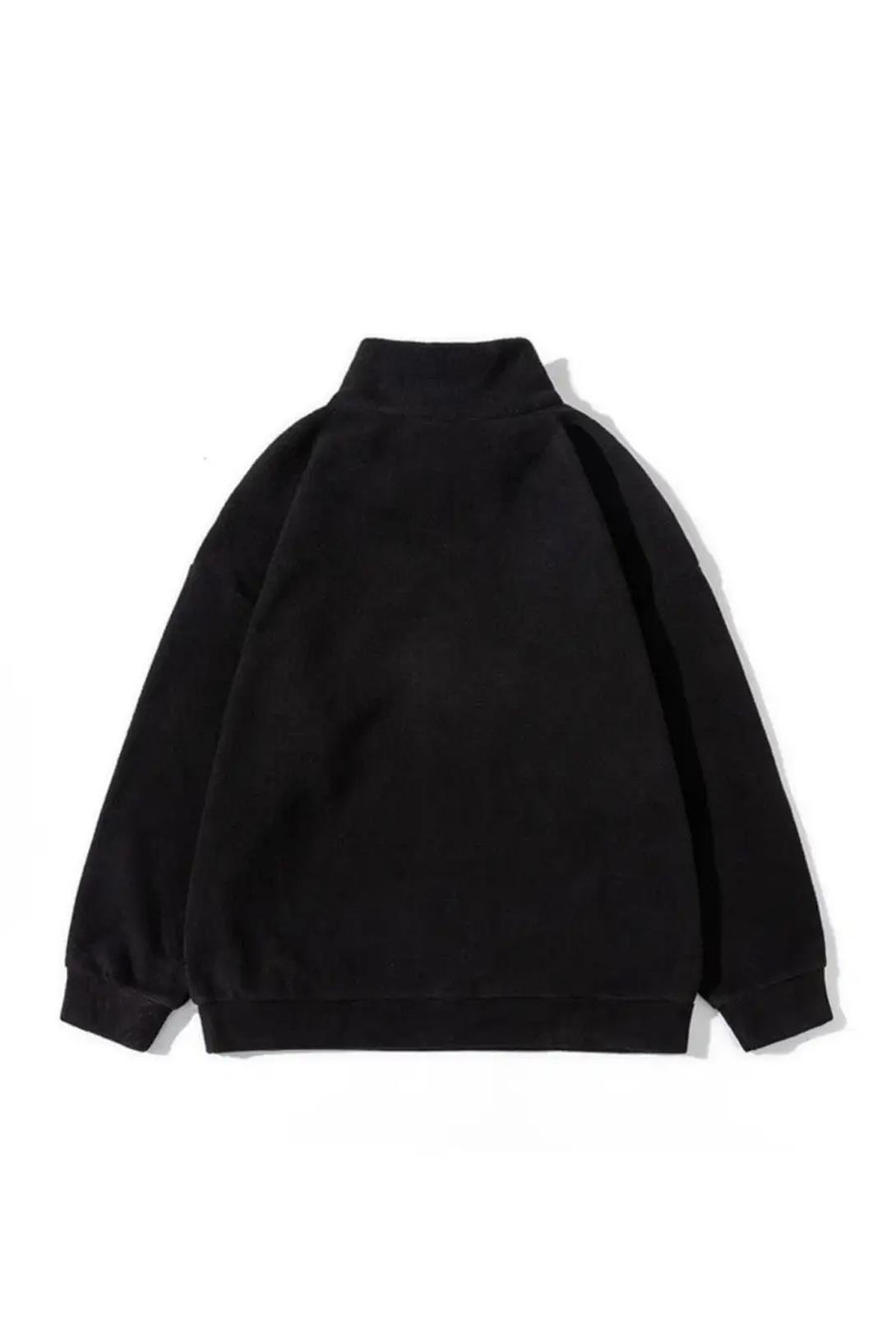 Unisex Polar Dik Yaka Sweatshirt Siyah 2051