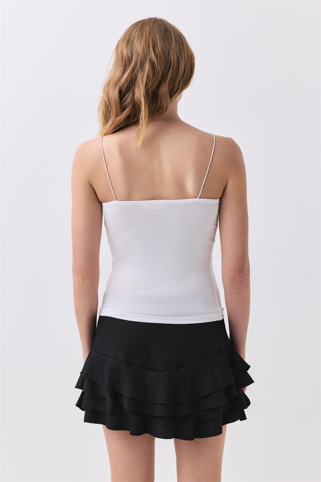 Kadın İp Askılı Atlet Bluz Beyaz 8014