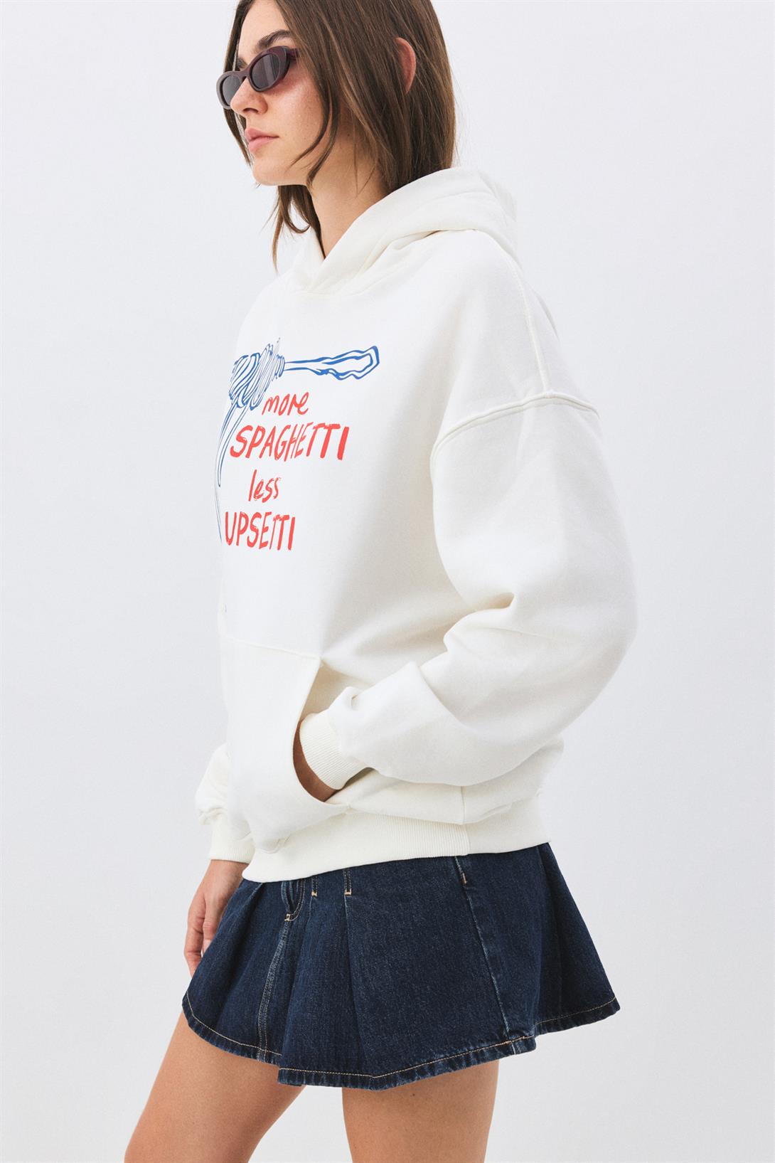 Kadın More Spaghetti Sweatshirt Beyaz