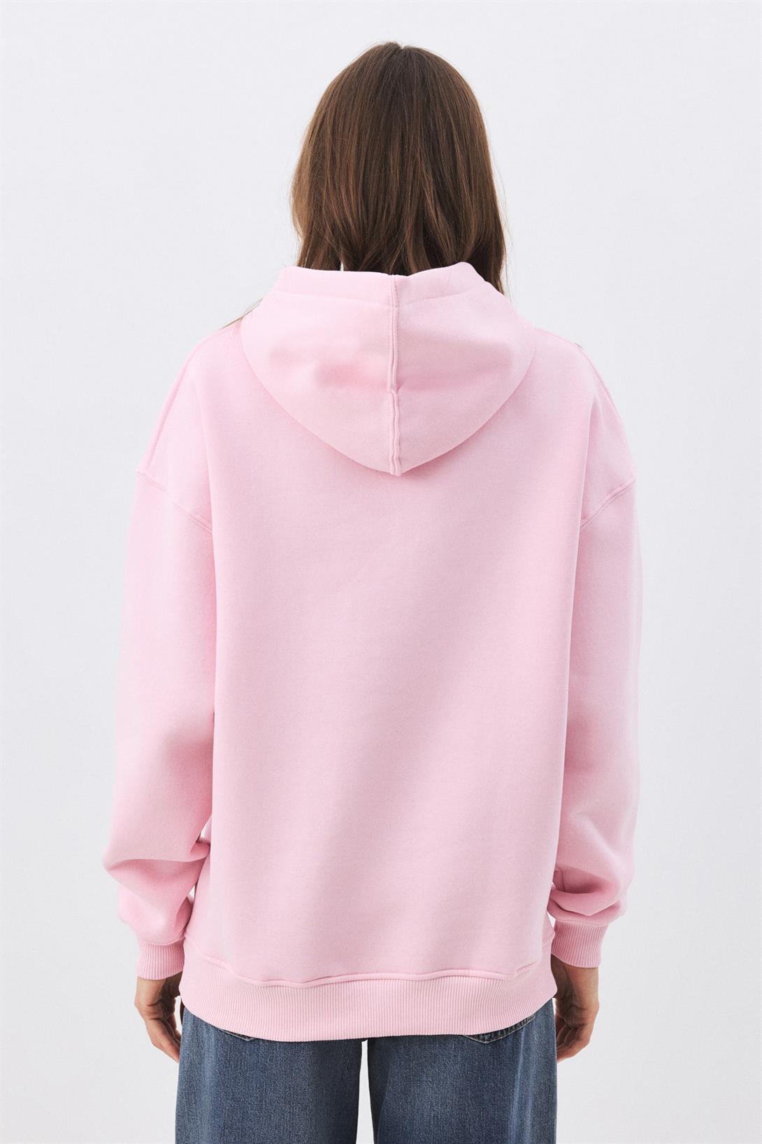 Kadın Sorry Im Late Sweatshirt Pembe