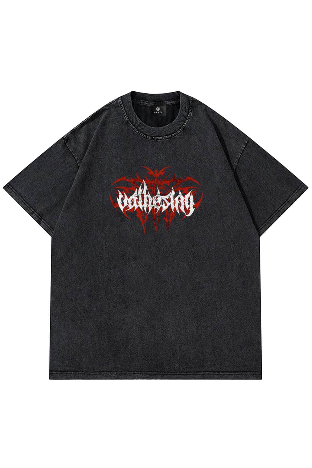 Unisex Valhesing Yıkamalı Tshirt Antrasit