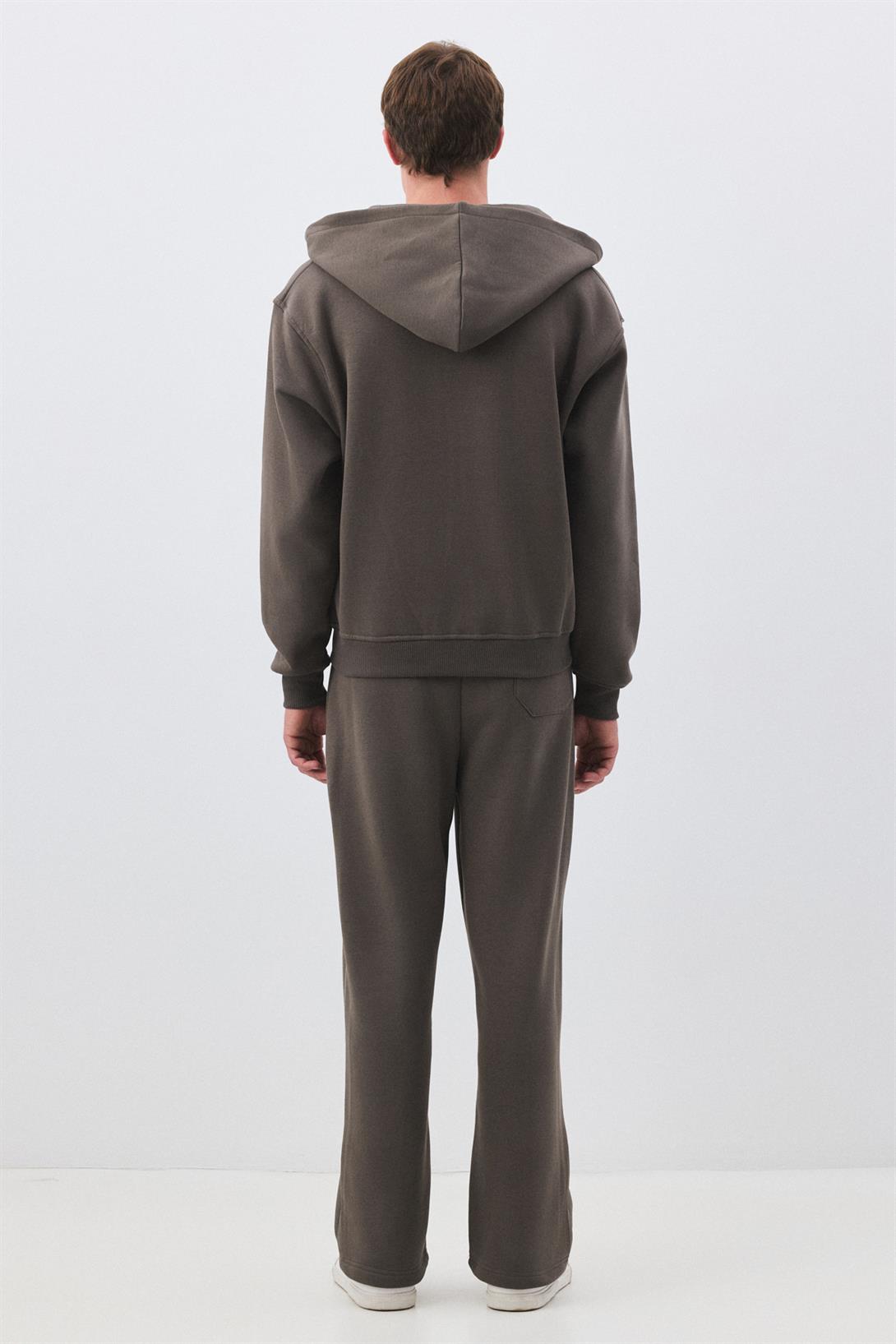 Erkek Premium Fermuarlı Kapşonlu Sweatshirt Antrasit 2032