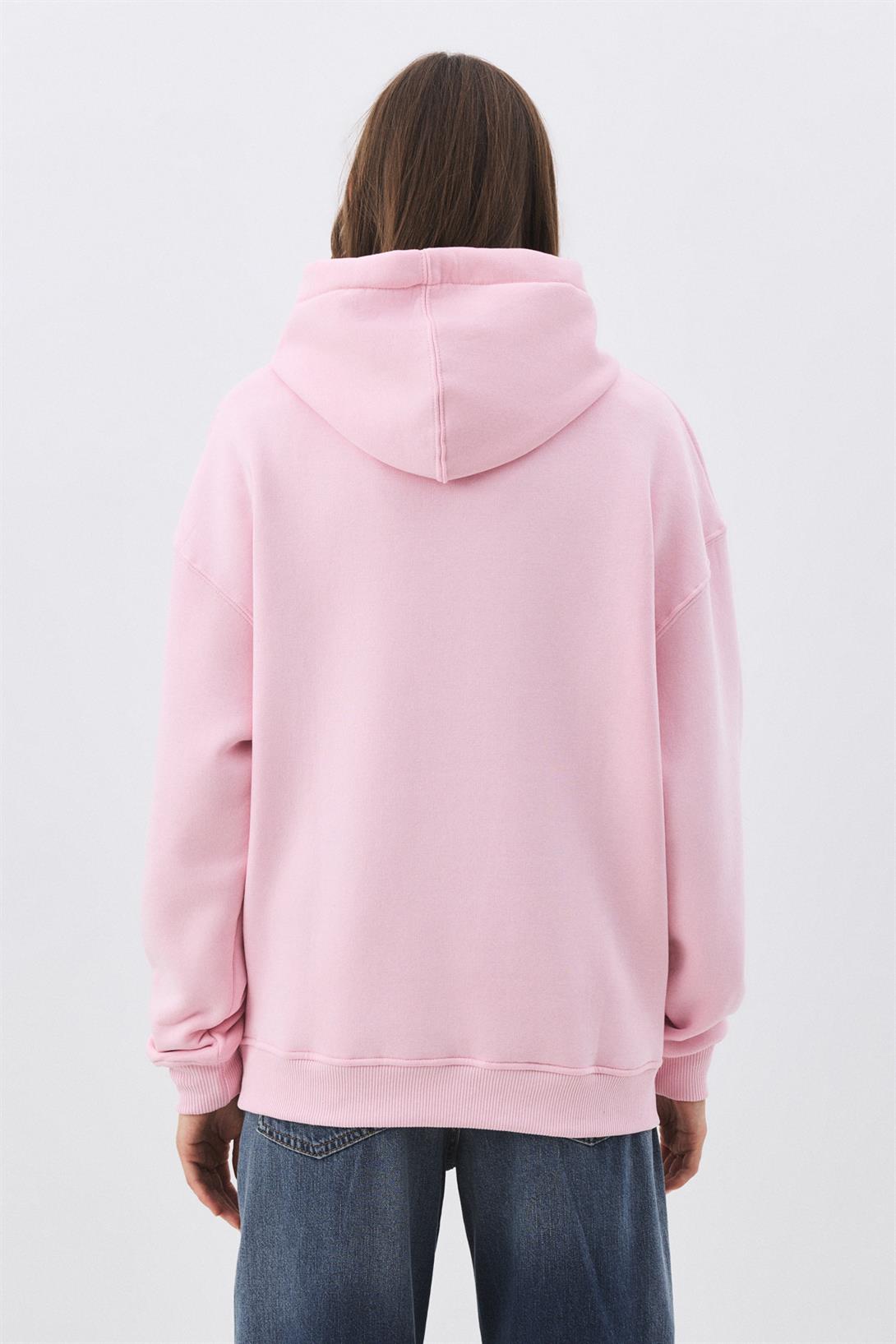 Kadın Minik Kalp Sweatshirt Pembe