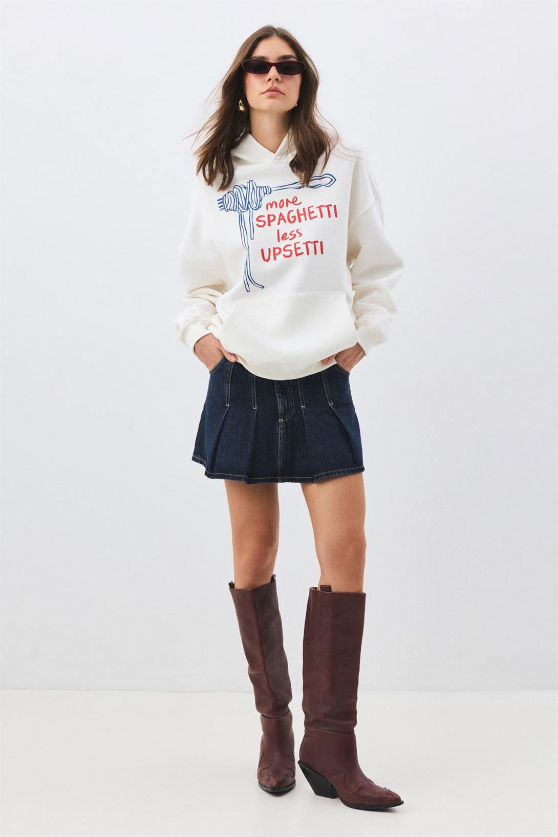 Kadın More Spaghetti Sweatshirt Beyaz