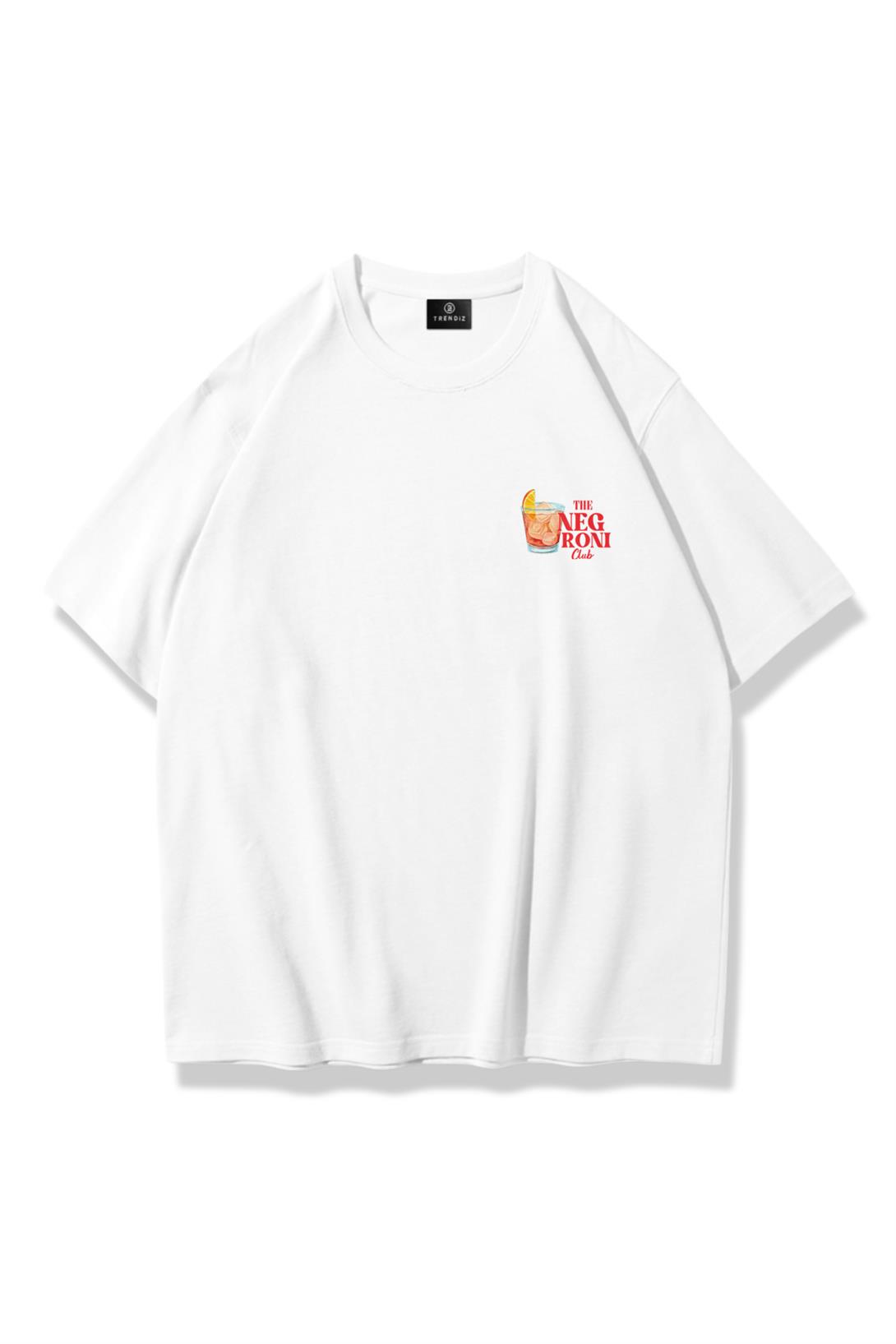Unisex 101 The Negroni Club Göğüs Tshirt Beyaz