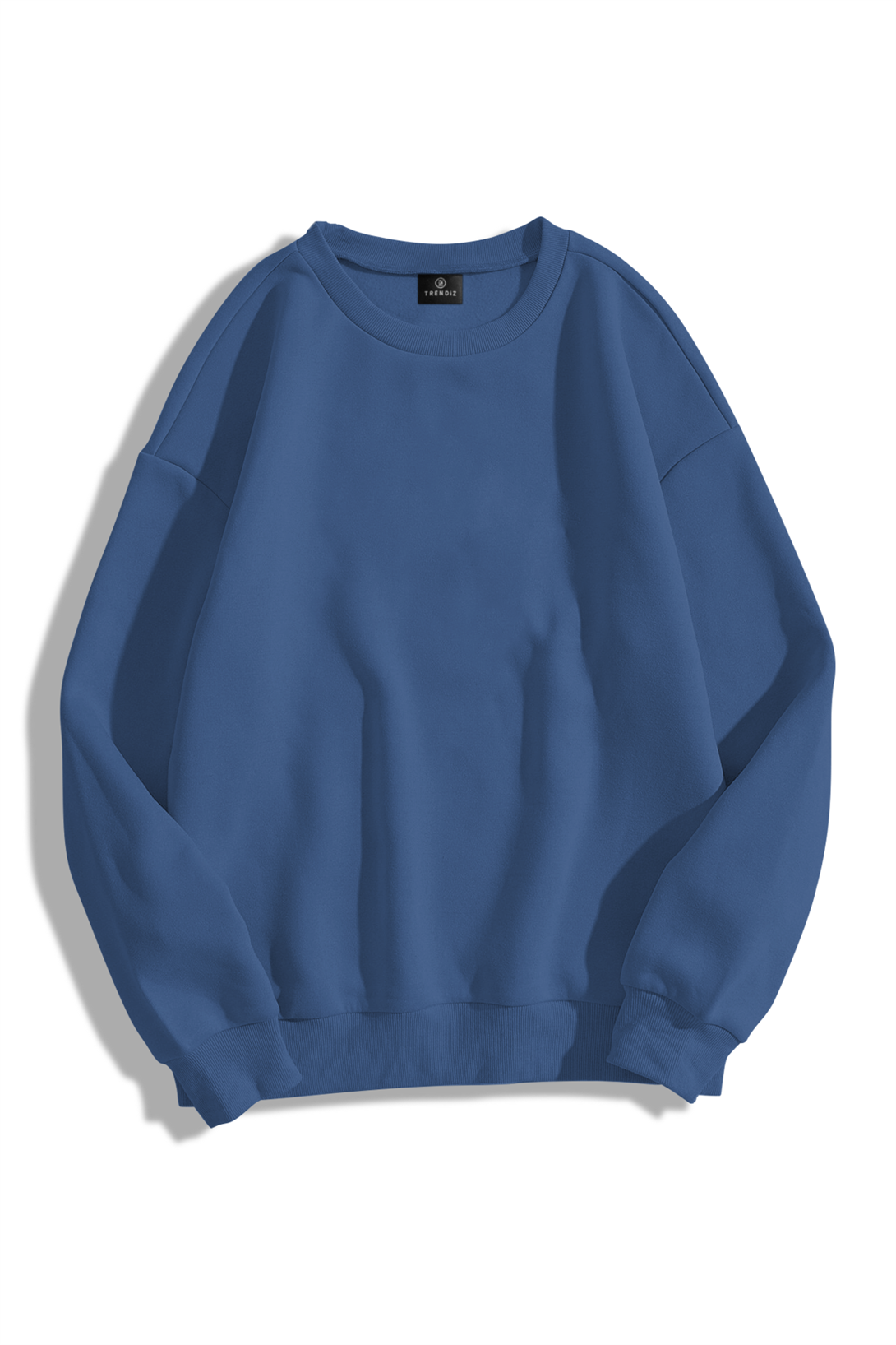 Unisex Basic Bisiklet Yaka Sweatshirt İndigo