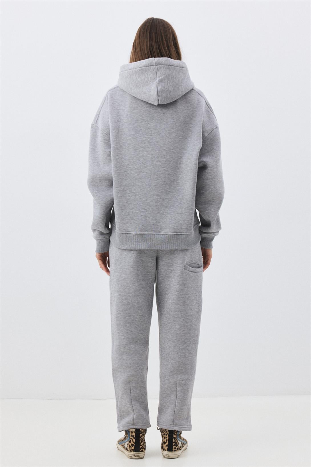 Kadın Premium Kapşonlu Cep Detaylı Eşofman Takımı Grimelanj 2033