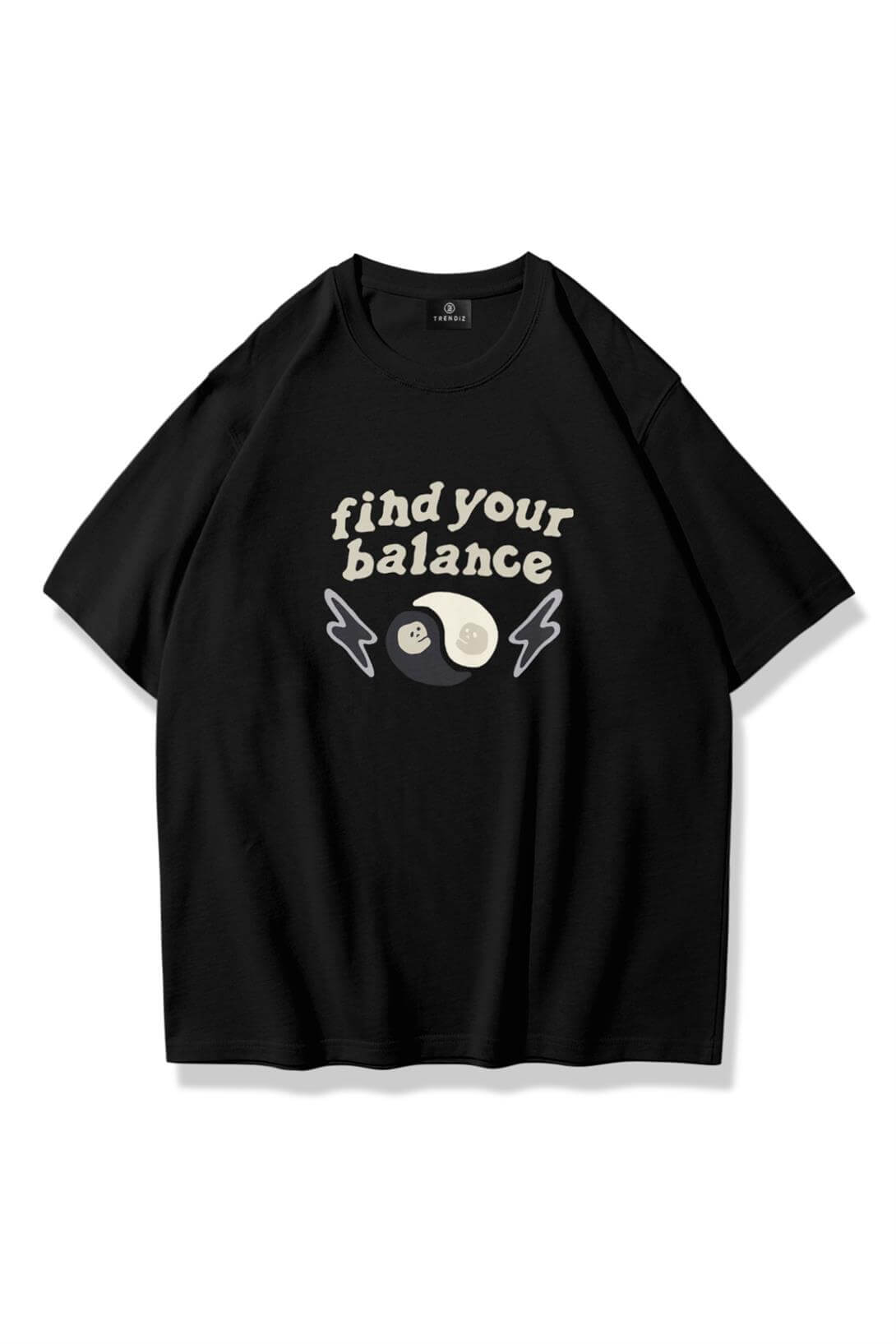 Unisex Find Your Balance Tshirt Siyah