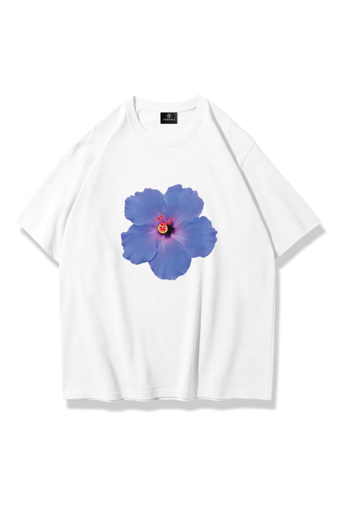 Kadın Purple Hibiscus Tshirt Beyaz