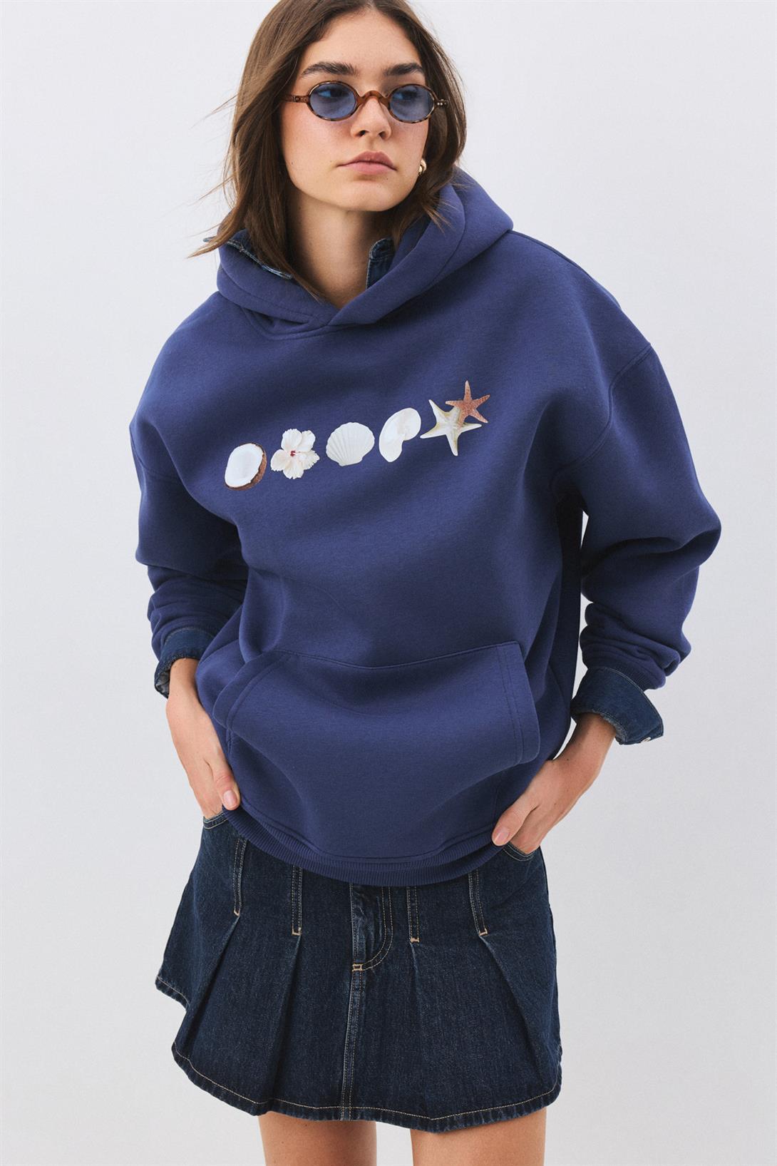 Kadın Sea Shells Sweatshirt İndigo