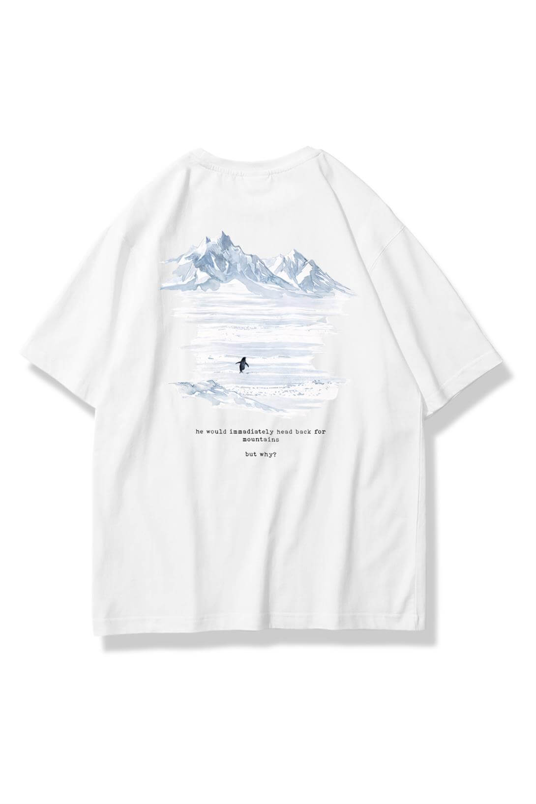 Unisex Lone Penguin Tshirt Beyaz