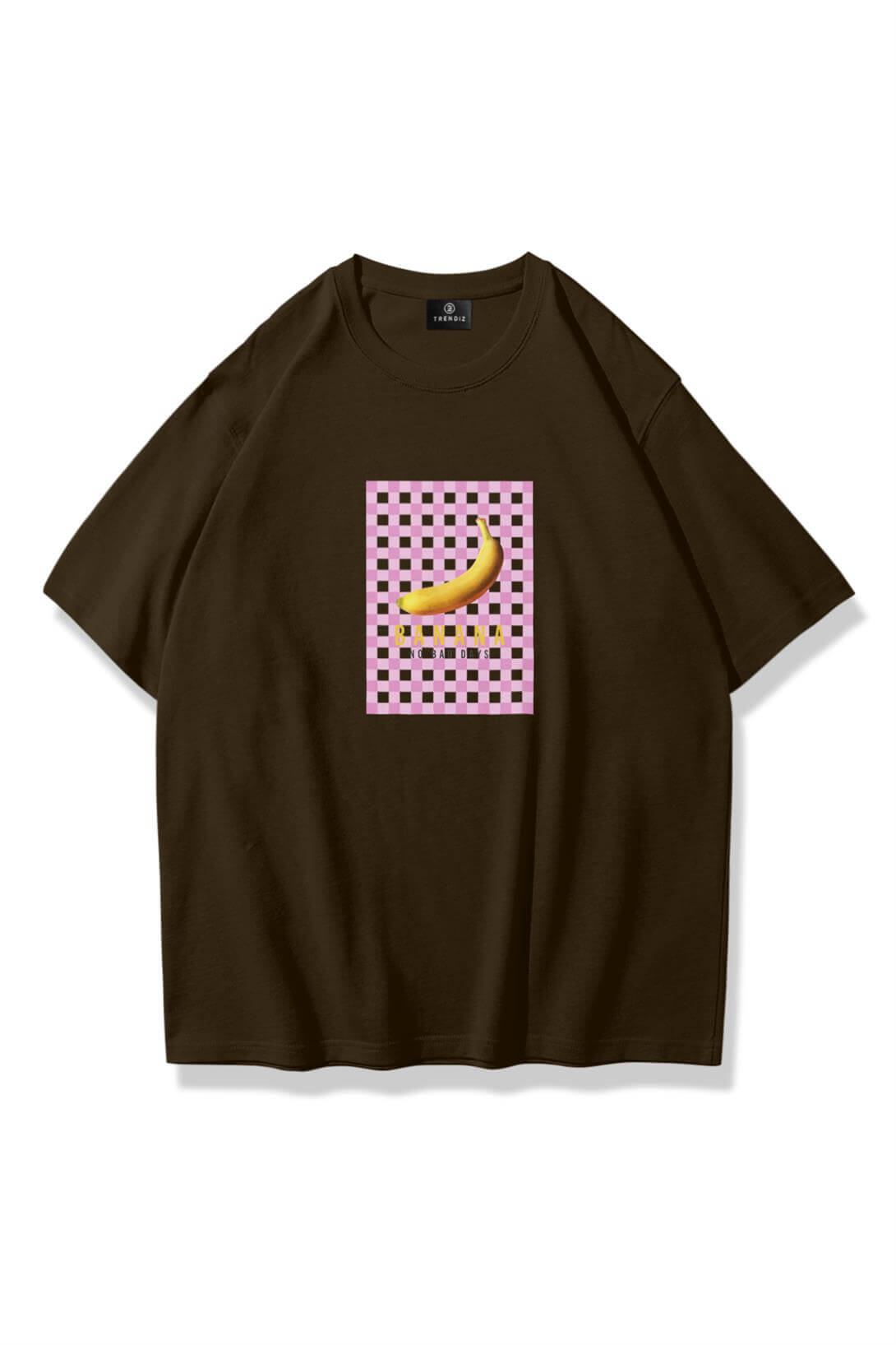 Kadın Banana Ekose Tshirt Kahve
