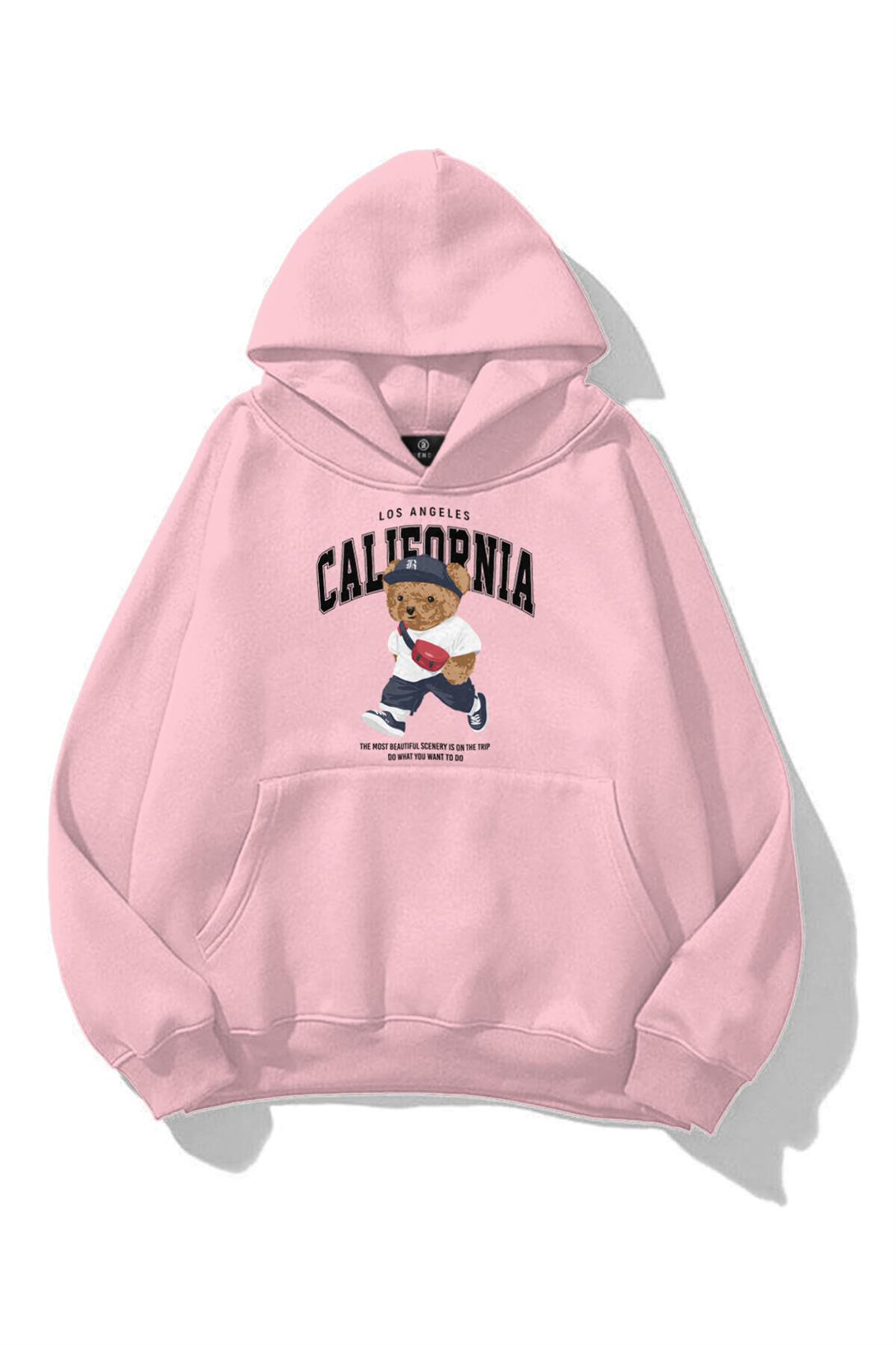 Unisex California Bear Sweatshirt Pembe