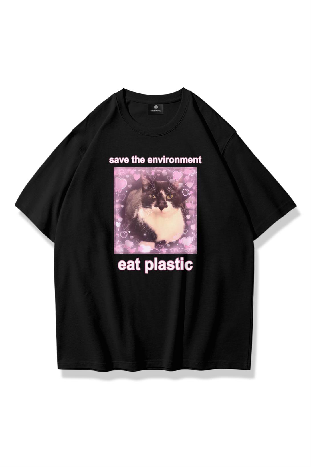 Unisex Save The Environment Tshirt Siyah