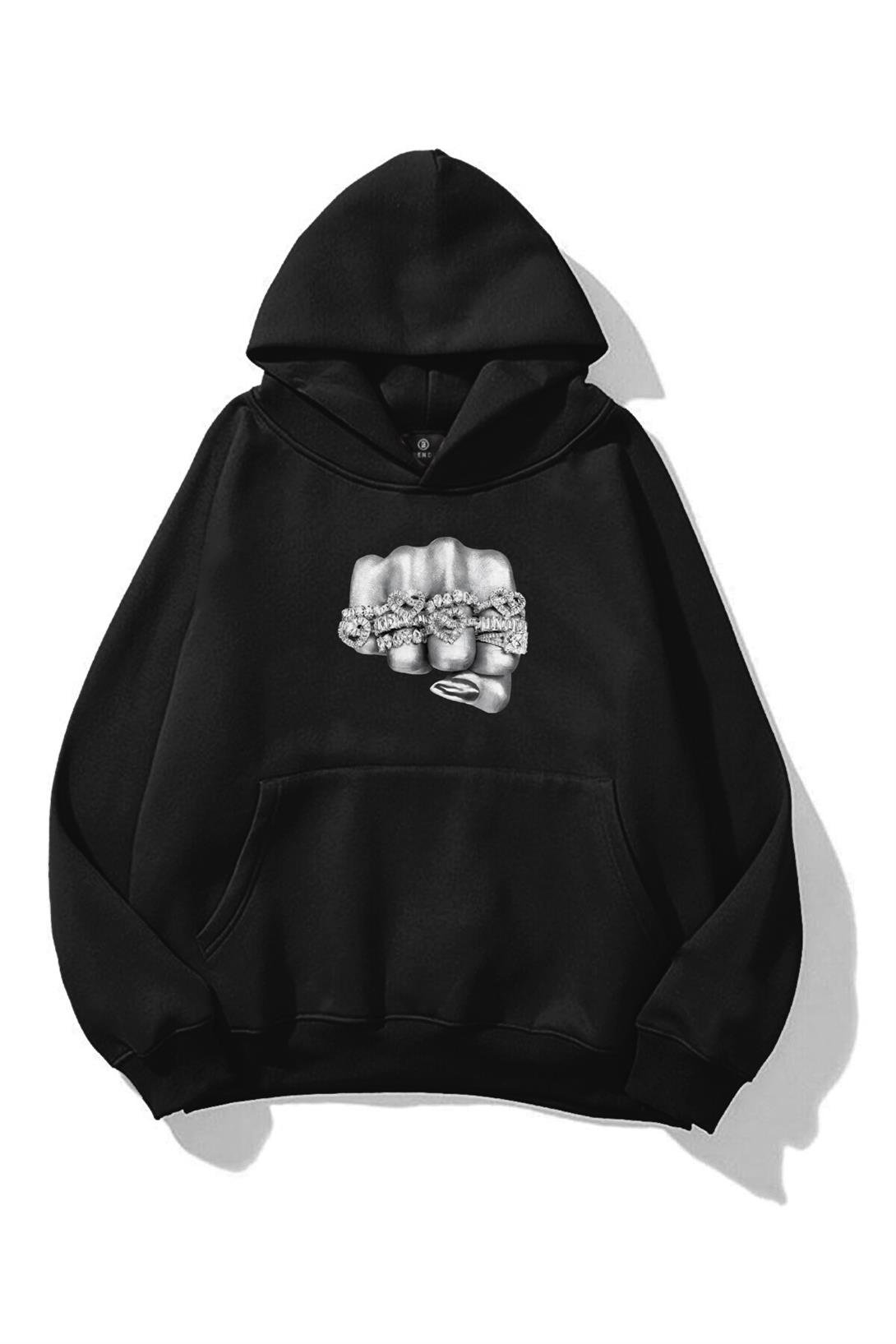 Unisex Diamond Fist Sweatshirt Siyah