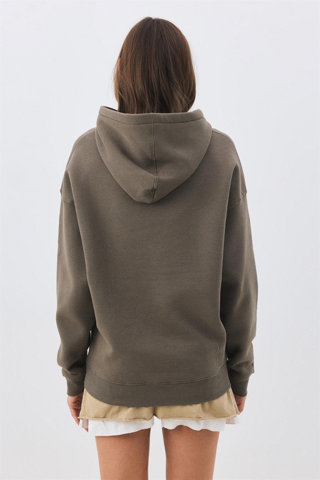 Kadın Leopar Kuyruk Kurdele Sweatshirt Antrasit