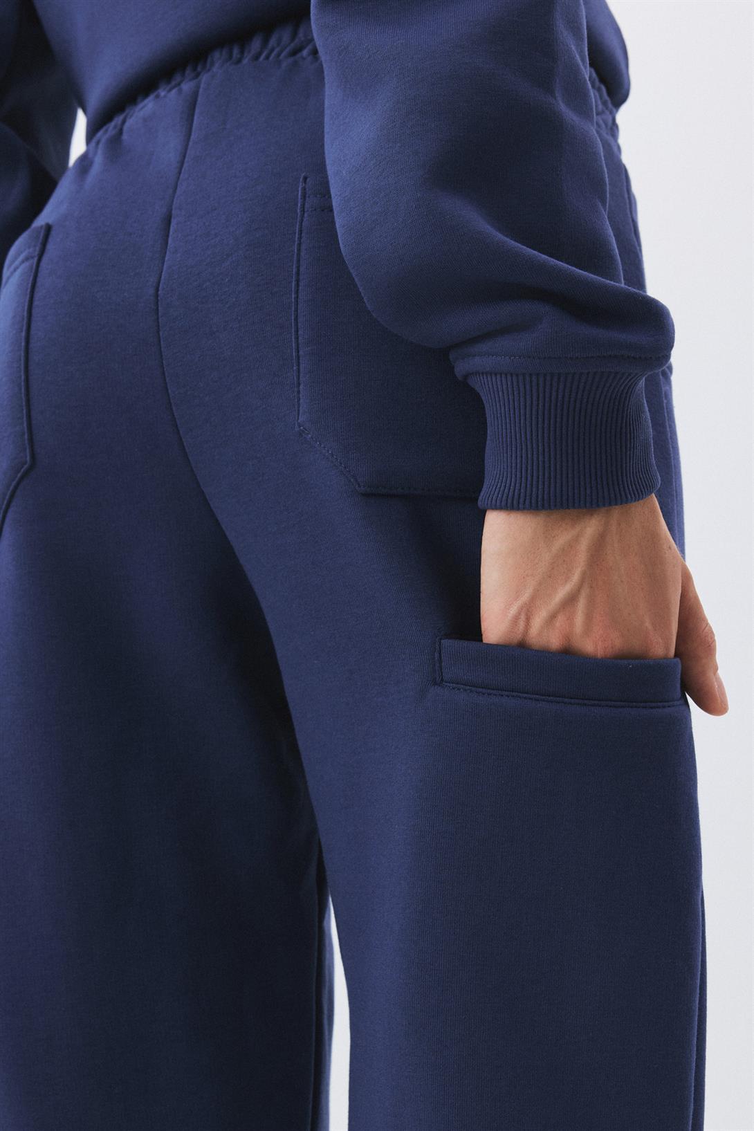 Kadın Premium Cep Detaylı Eşofman Altı İndigo 2033