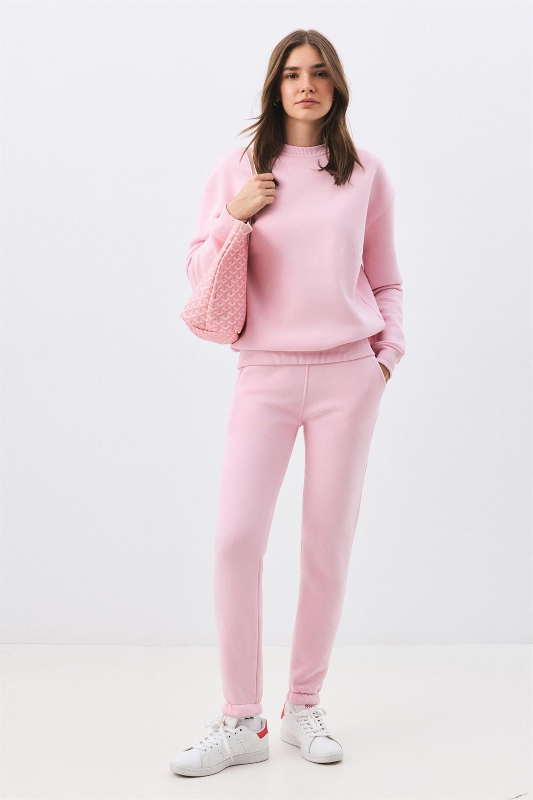 Kadın Premium Bisiklet Yaka Eşofman Takımı Pembe 2031