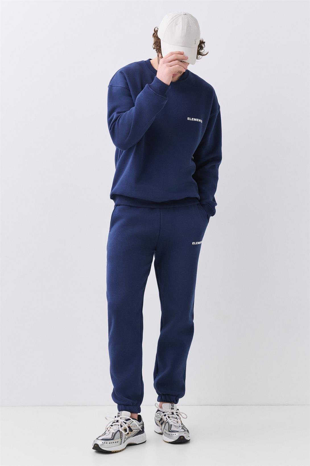 Erkek Elements Pamuklu Içi Polarlı  Relaxed Eşofman Takımı İndigo 2031