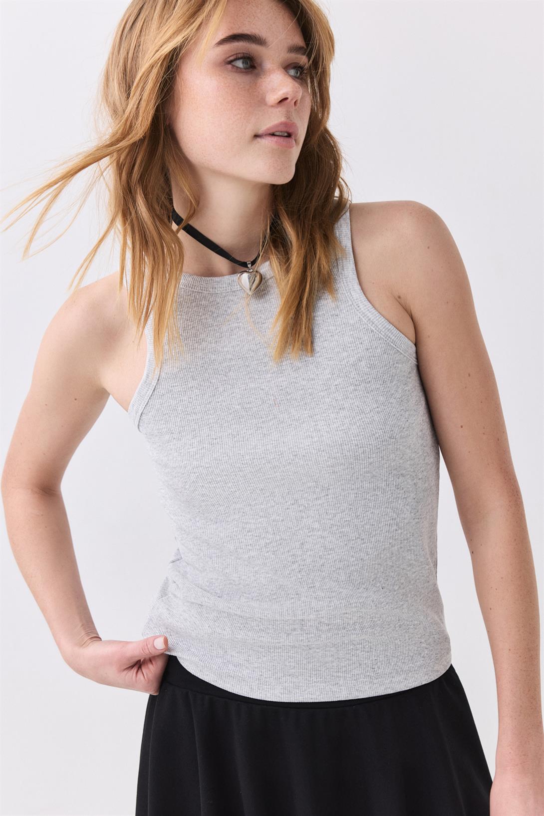 Kadın Pamuklu Askılı Halter Yaka Basic Atlet Grimelanj 9011