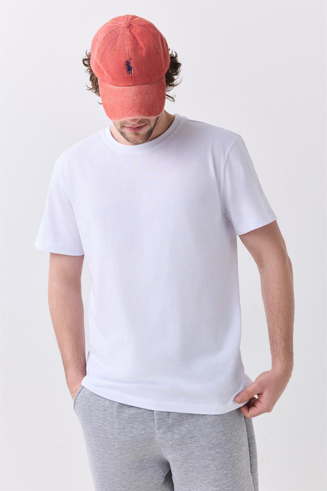 Erkek %100 Pamuk Basic Tshirt 3 lü Paket  Siyah Grimelanj Beyaz  2091