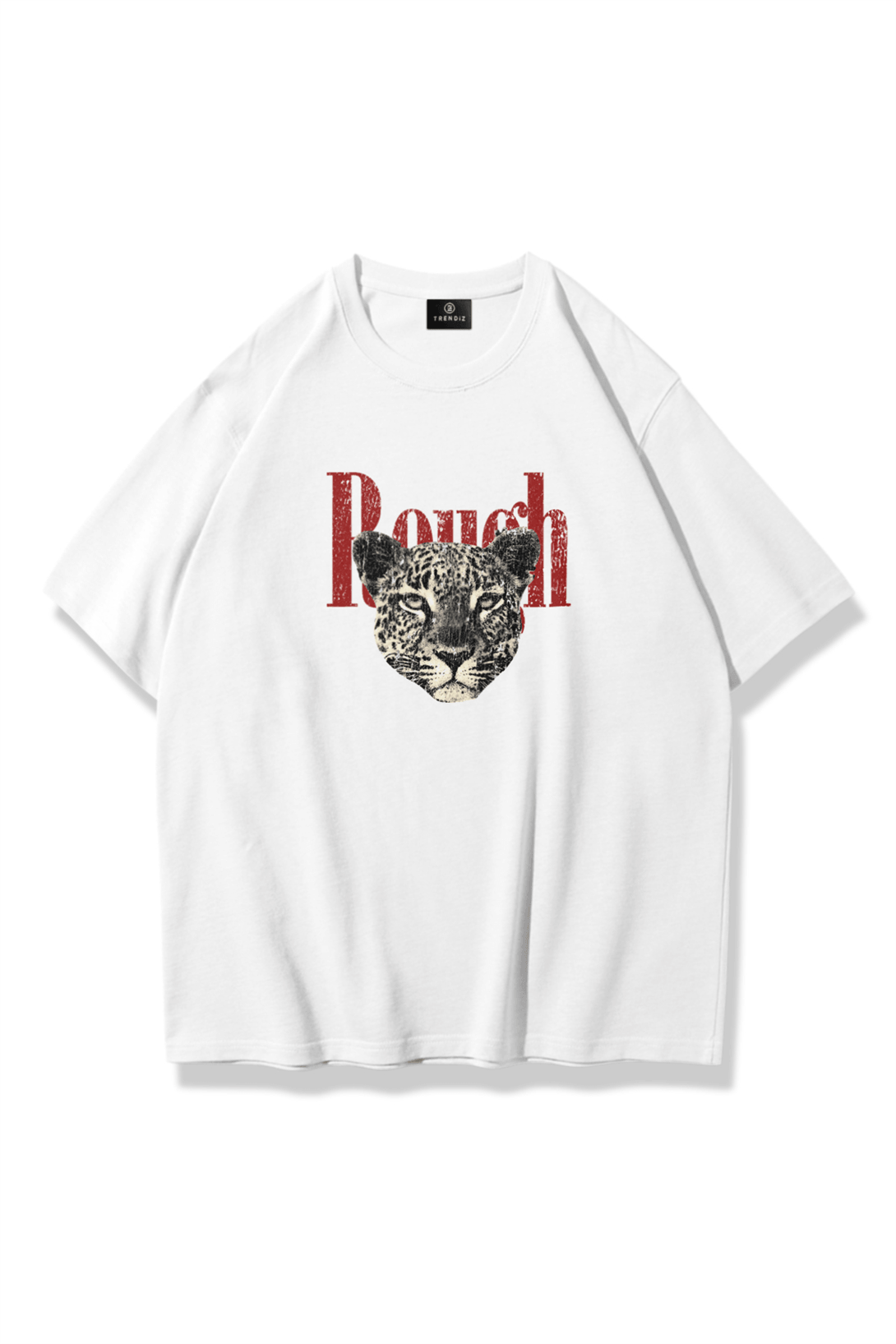 Unisex Rough Leopar Tshirt Beyaz
