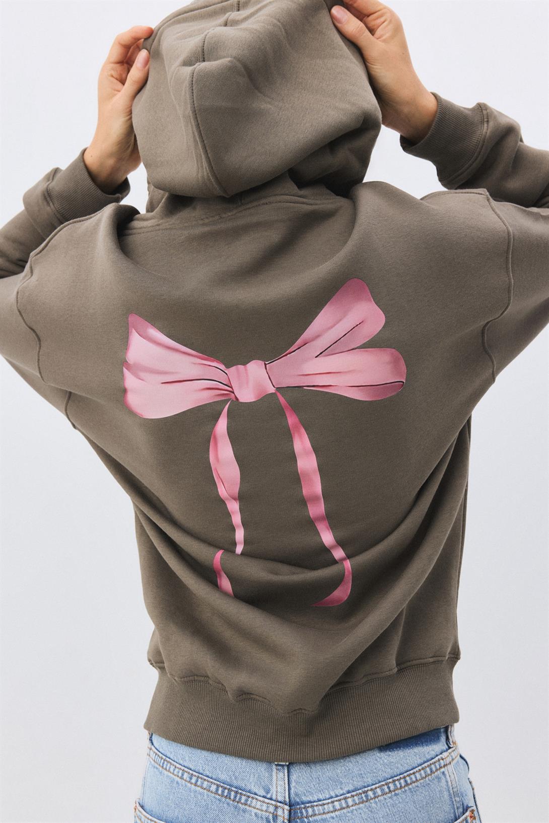 Kadın Fiyonk Kurdele Sweatshirt Antrasit