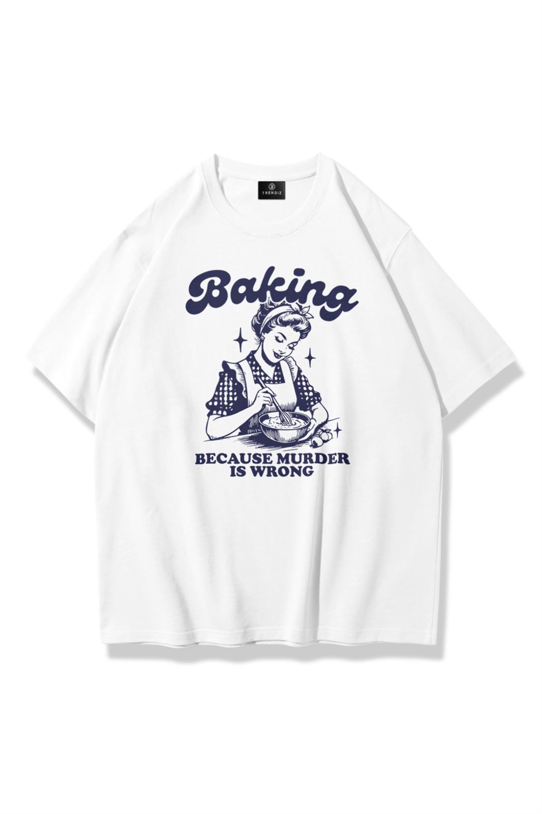 Unisex Baking Tshirt Beyaz