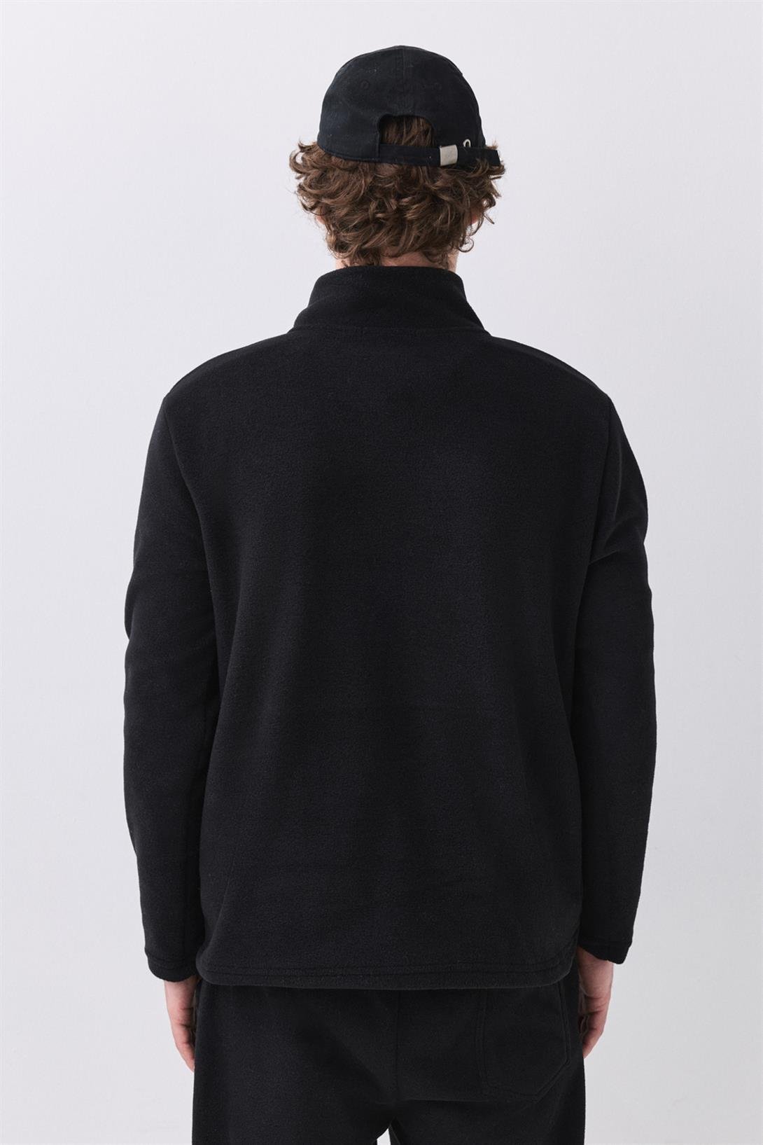 Erkek Polar Dik Yaka Sweatshirt Siyah 2051