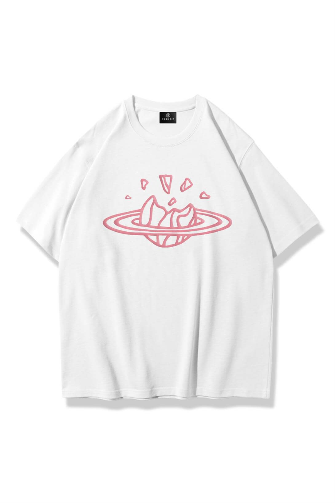 Unisex Outer Space Tshirt Beyaz 