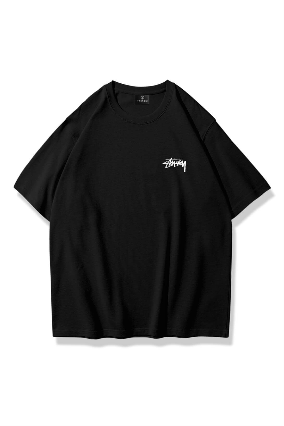 Unisex Stüssy Zar Tshirt Siyah