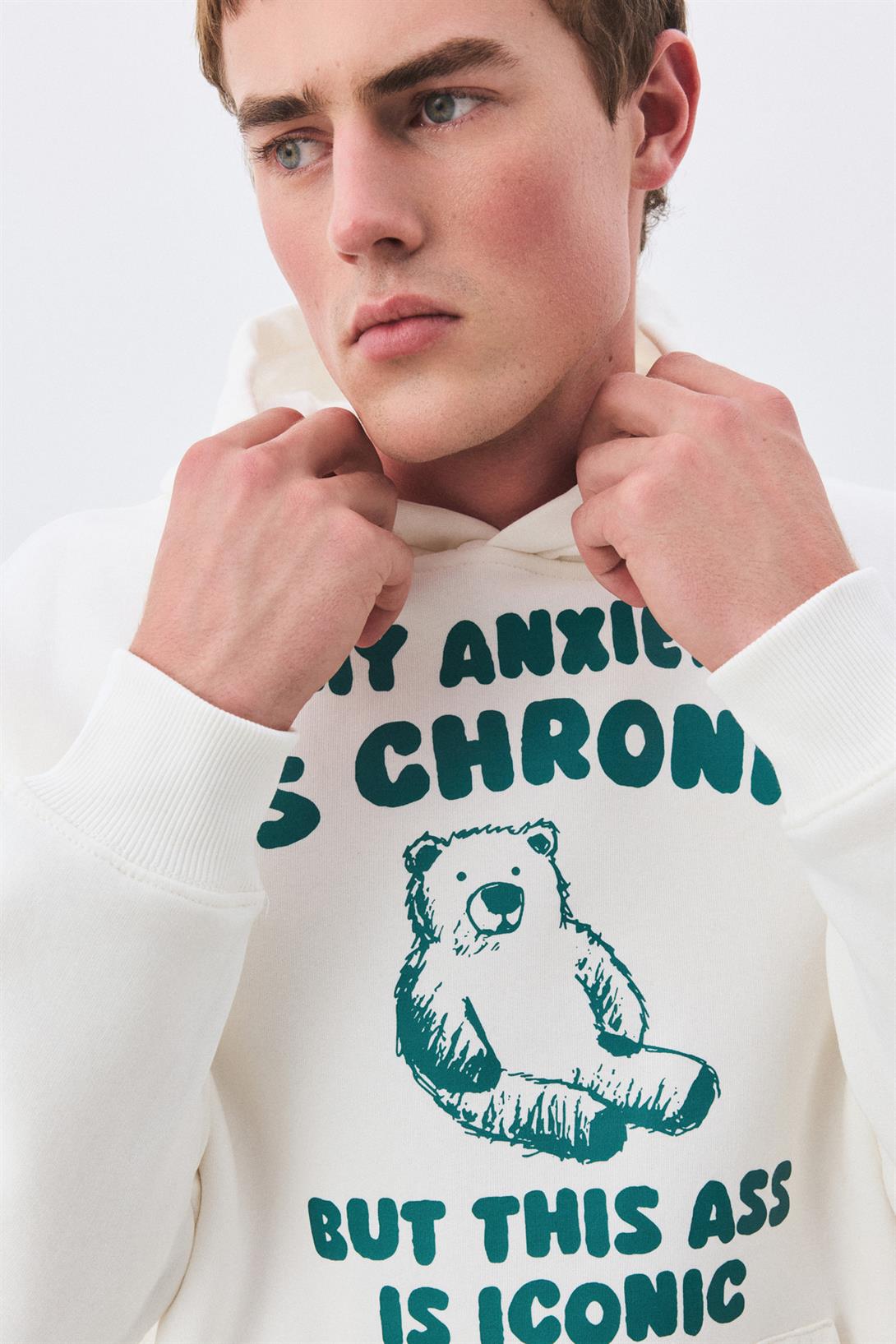 Unisex My Anxiety is Chronic Sweatshirt Beyaz