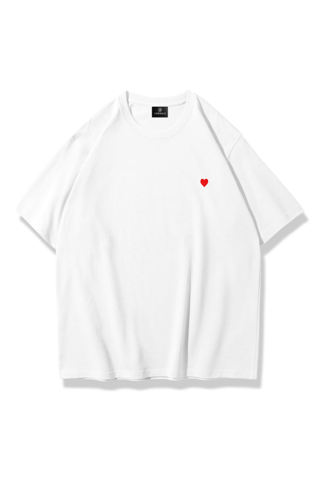 Kadın Minik Kalp Tshirt Beyaz