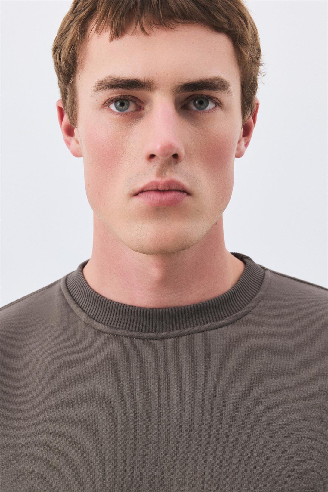Erkek Premium Bisiklet Yaka Sweatshirt Antrasit 2031