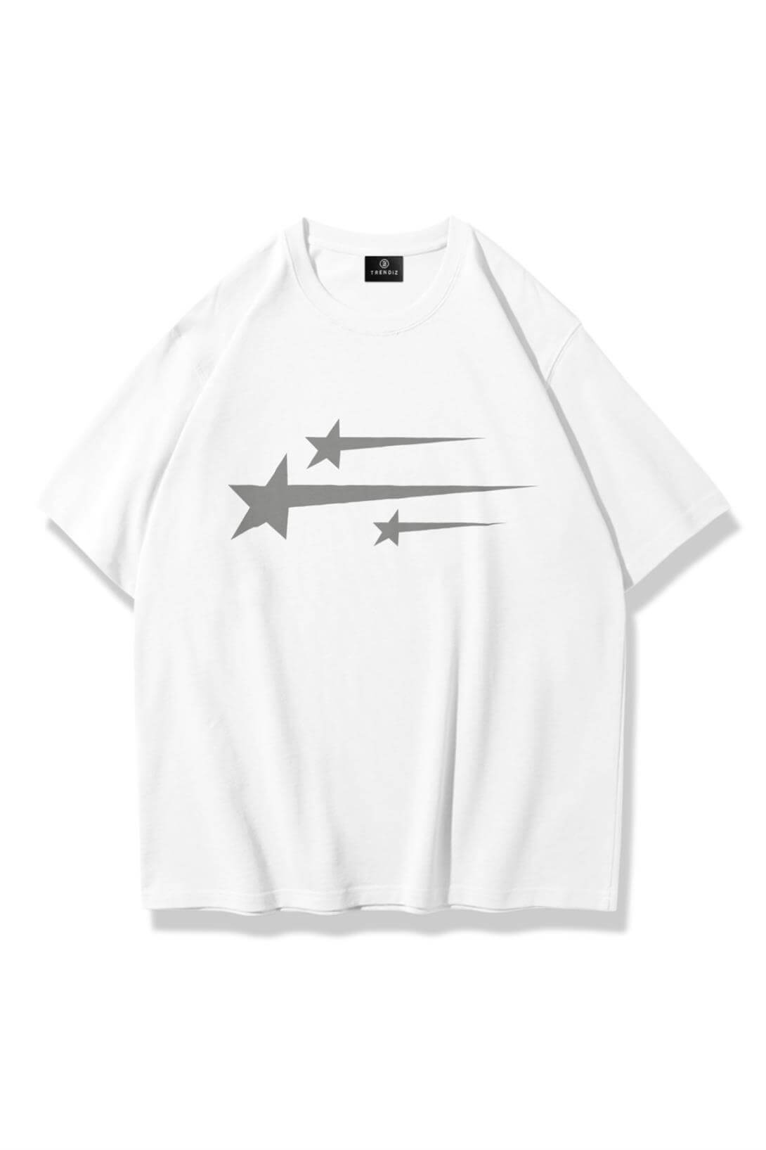 Unisex Three Stars Tshirt Beyaz